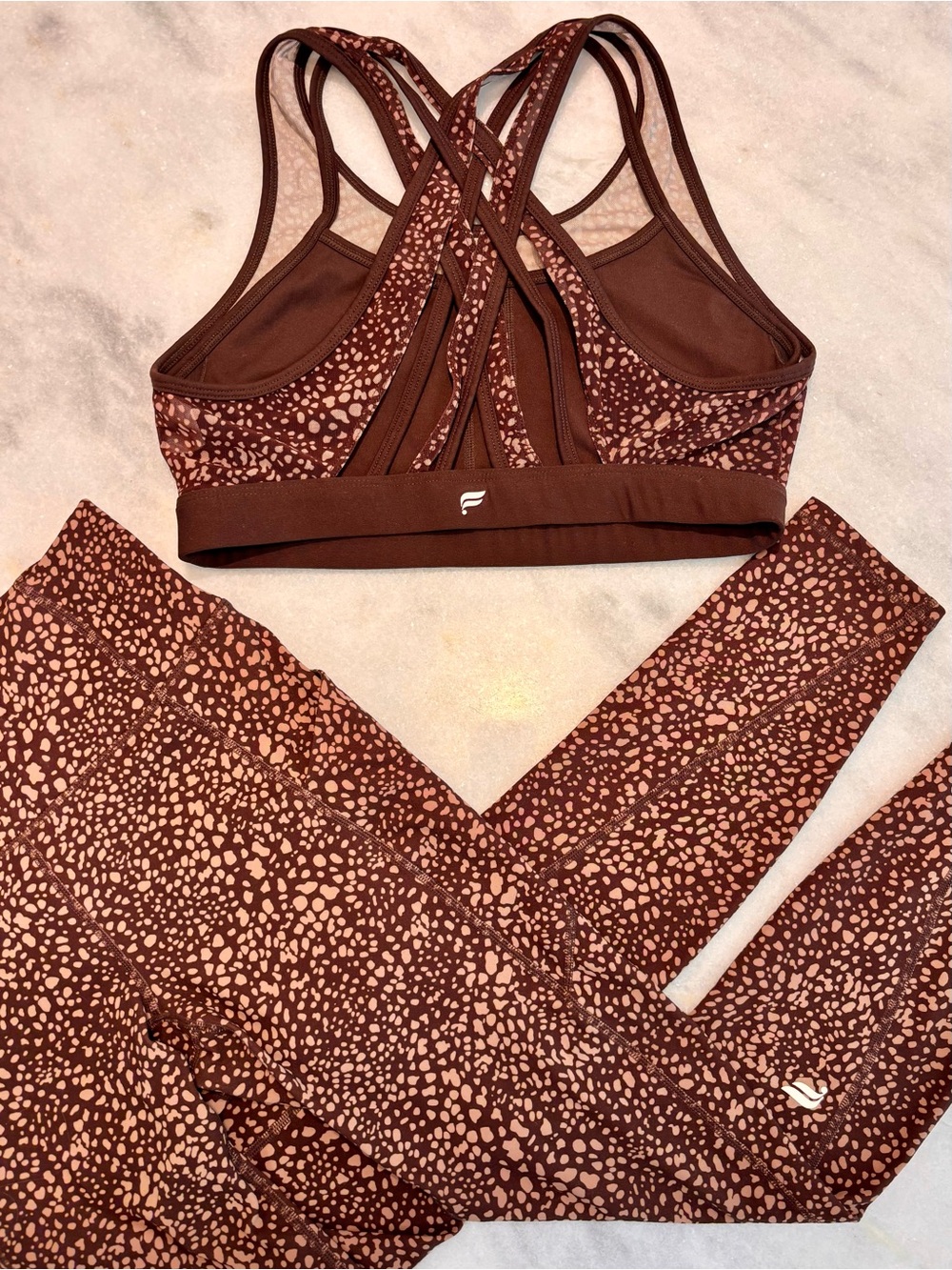 FABLETICS BUNDLE ! Matching Animal Print Sports Bra and Leggings Yoga Set !